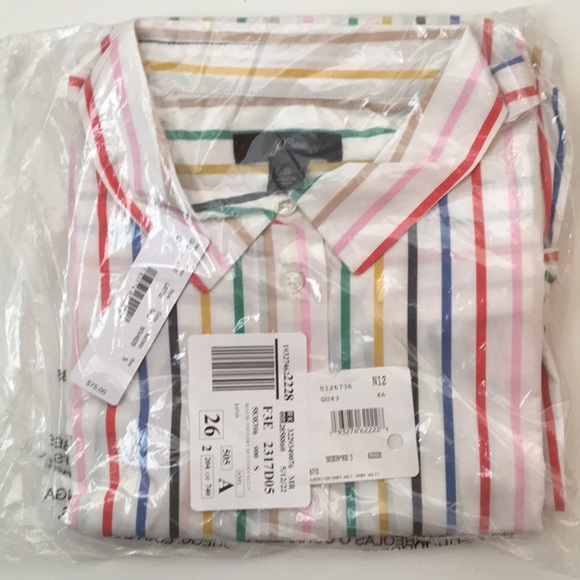 J Crew Rainbow striped tie in front shirt size small - Picture 3 of 8